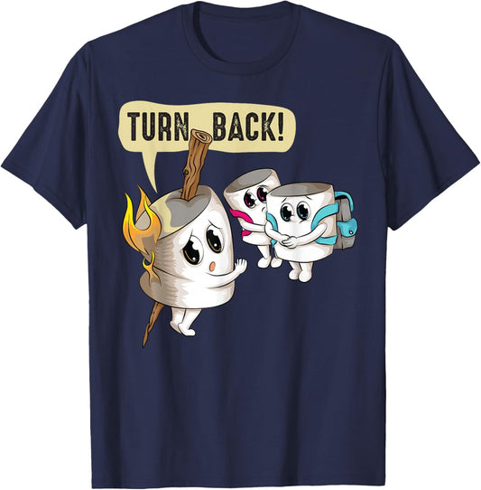 Funny Turn Back | Cool Roasted Marshmallow On A Stick Gift T-Shirt - T-Shirt | Navy