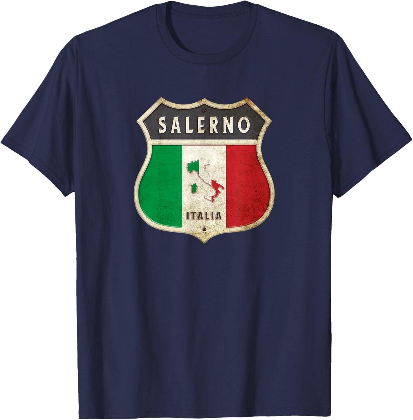 Salerno Italy coat of arms flags city T-Shirt - T-Shirt | Navy