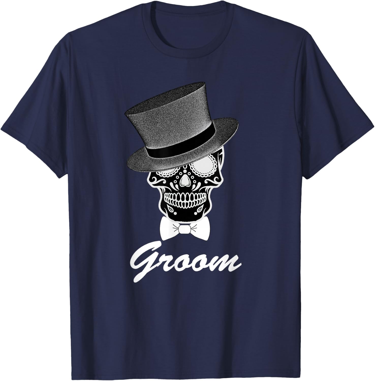 Groom Halloween Wedding Day of Dead T-Shirt - T-Shirt | Navy