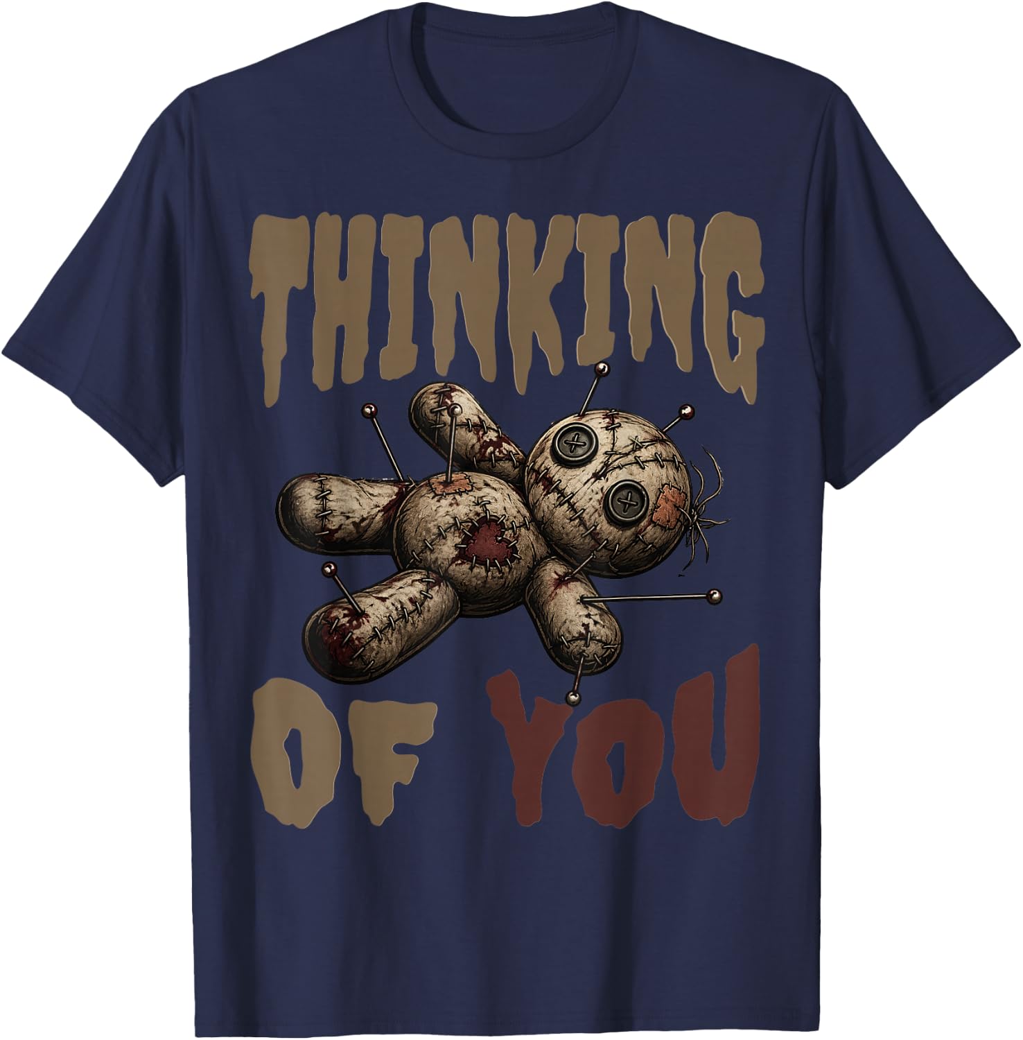 Thinking of You Voodoo Doll Funny Halloween T-Shirt - T-Shirt | Navy