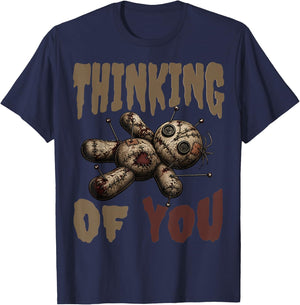 Thinking of You Voodoo Doll Funny Halloween T-Shirt - T-Shirt | Navy