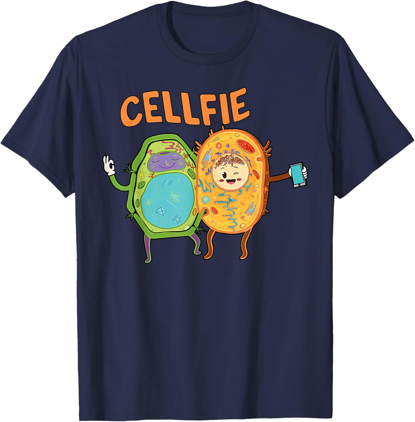 Funny Science Teacher Cellfie Biology Science Back To School T-Shirt - T-Shirt | Navy