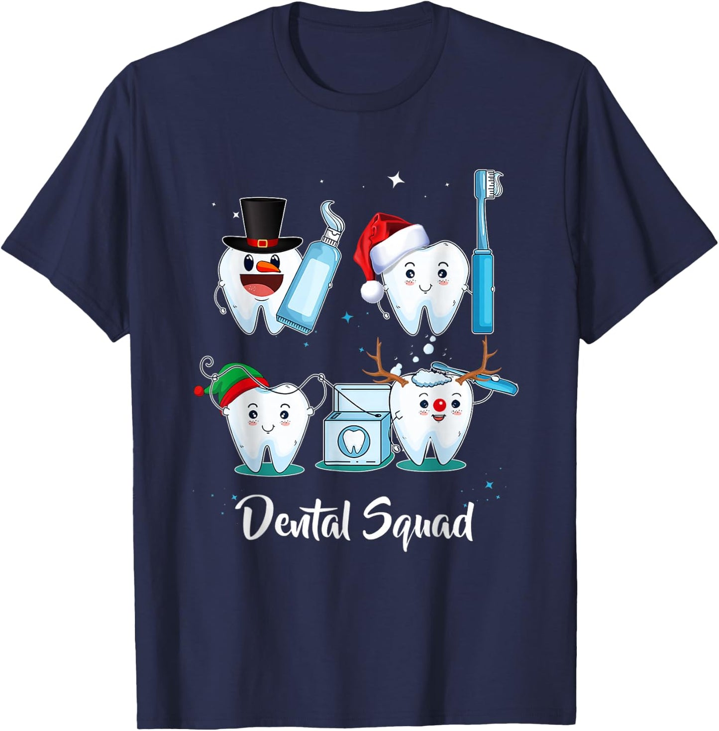 Dental Squad Teeth Dentist Christmas Dental Xmas Pajamas T-Shirt - T-Shirt | Navy