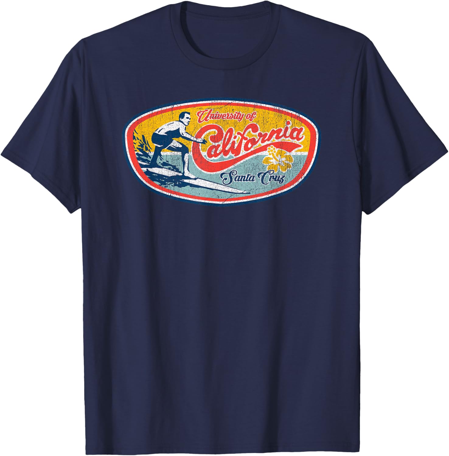 Vintage Retro Surf Style UC Santa Cruz T-Shirt - T-Shirt | Navy