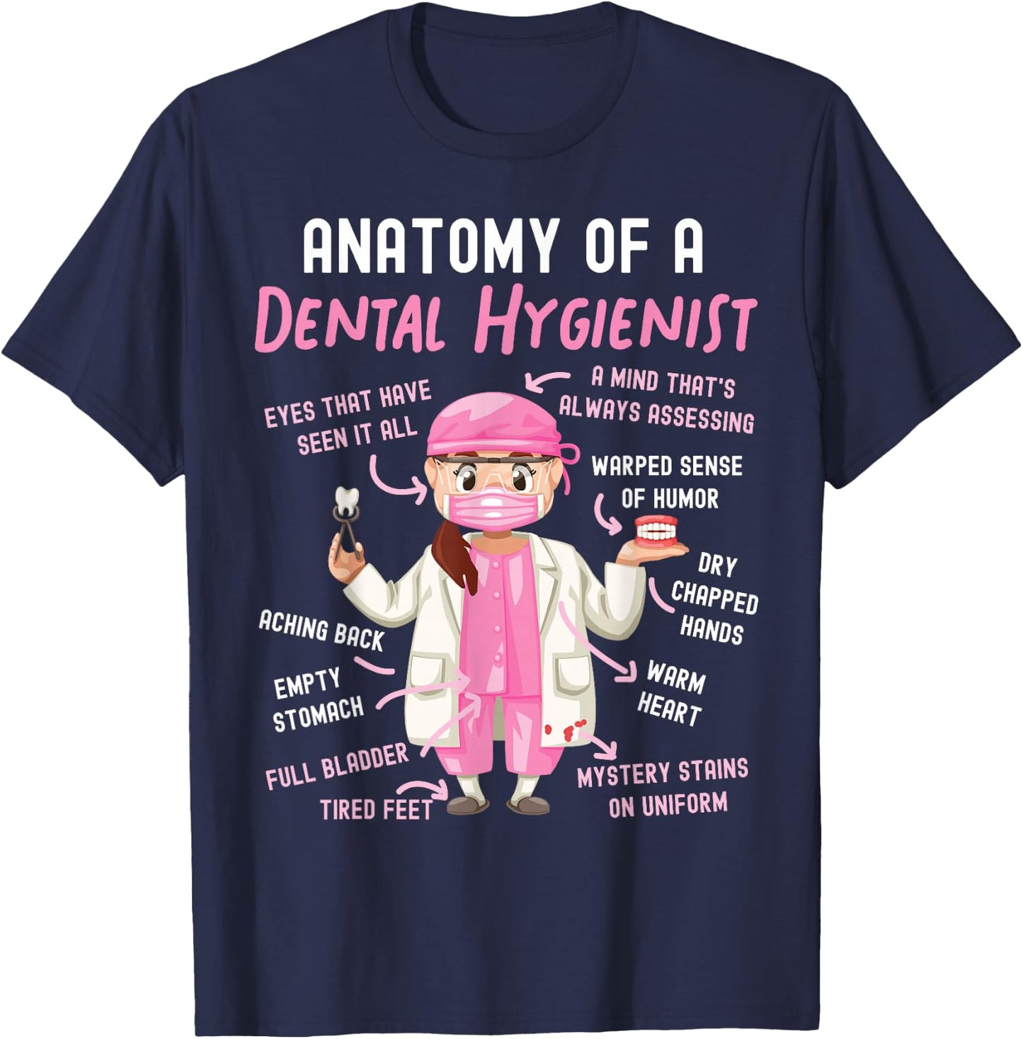 Dental Hygienist Anatomy T-Shirt - T-Shirt | Navy