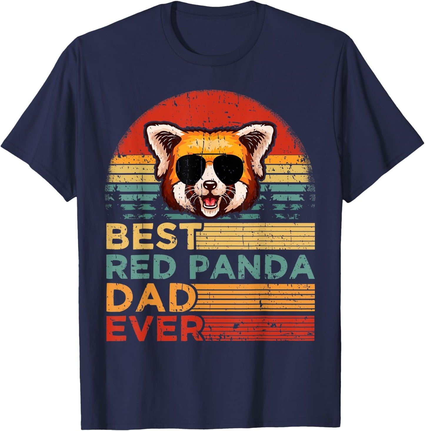 Vintage Best Red Panda Dad Ever Funny Red Panda Father's Day T-Shirt - T-Shirt | Navy
