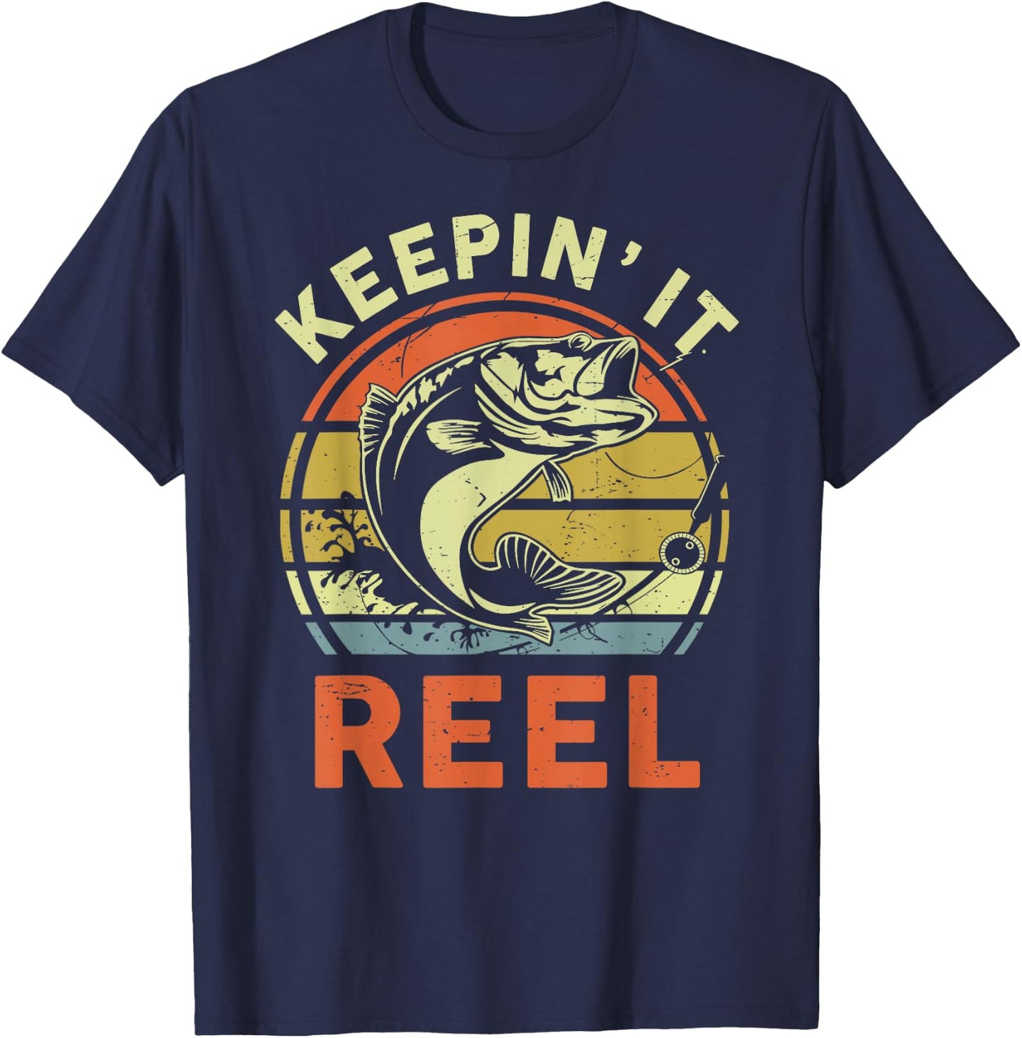 Bass Fishing-Shirt Keeping It Reel Cool Dad Gift Funny Papa T-Shirt - T-Shirt | Navy