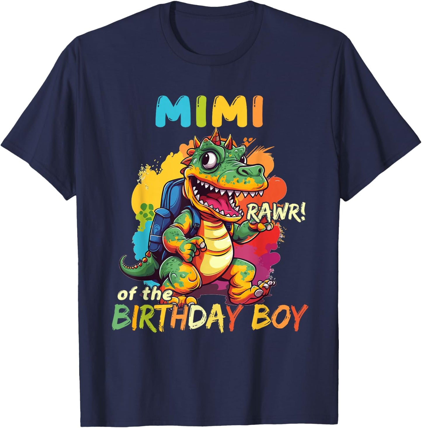 Mimi of the Birthday Boy Dinosaur Celebration Graphic T-Shirt - T-Shirt | Navy