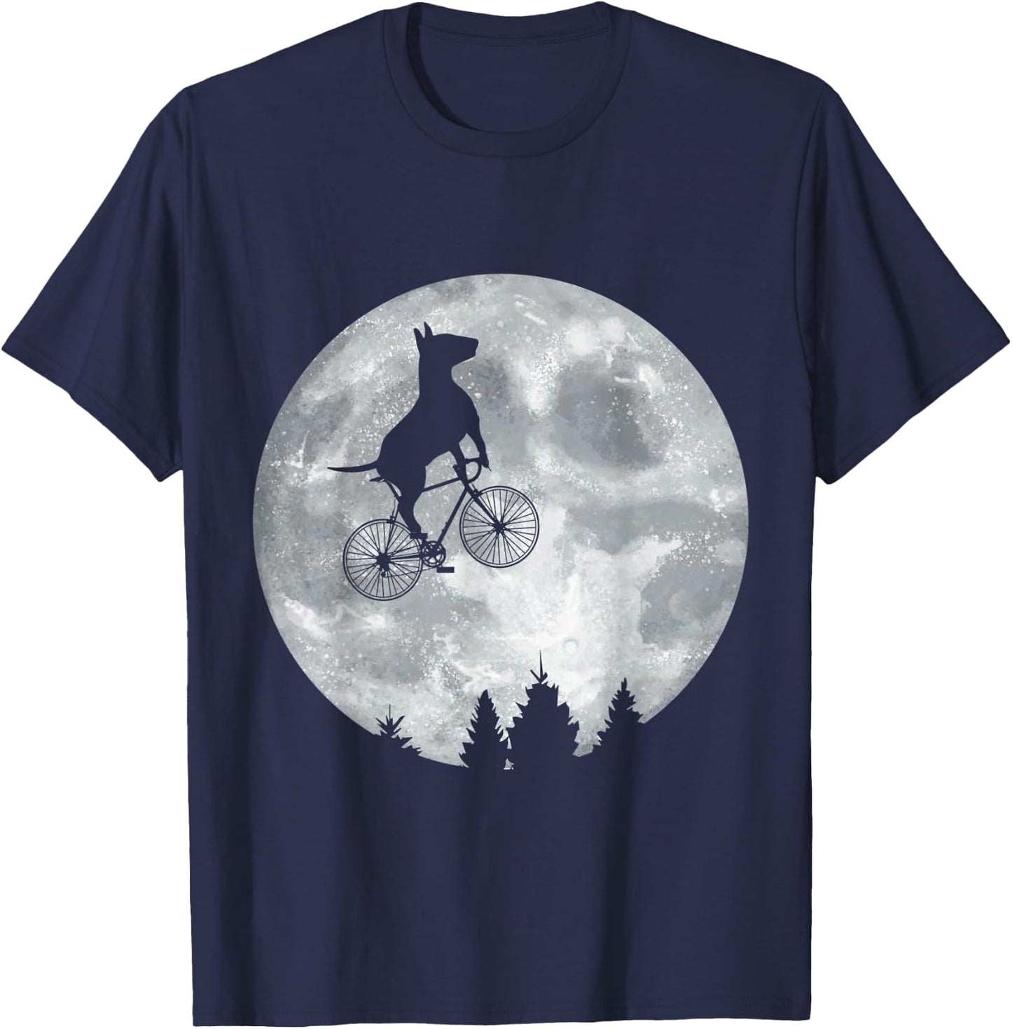 BULL TERRIER Riding Moon Bike Halloween Lunar Cycling T-Shirt - T-Shirt | Navy