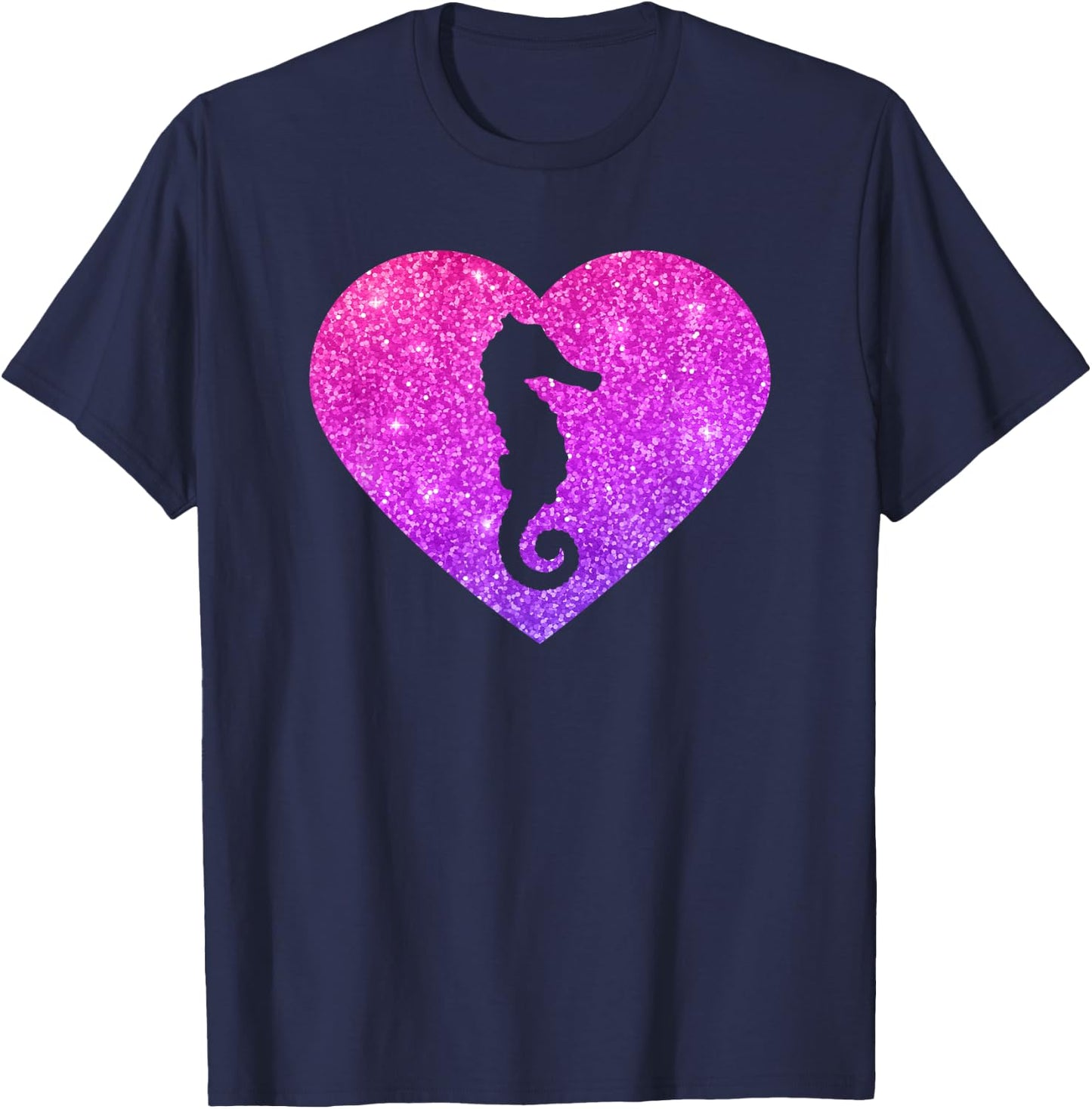 Cute Seahorse Heart Gift Girls Teens And Women T-Shirt - T-Shirt | Navy