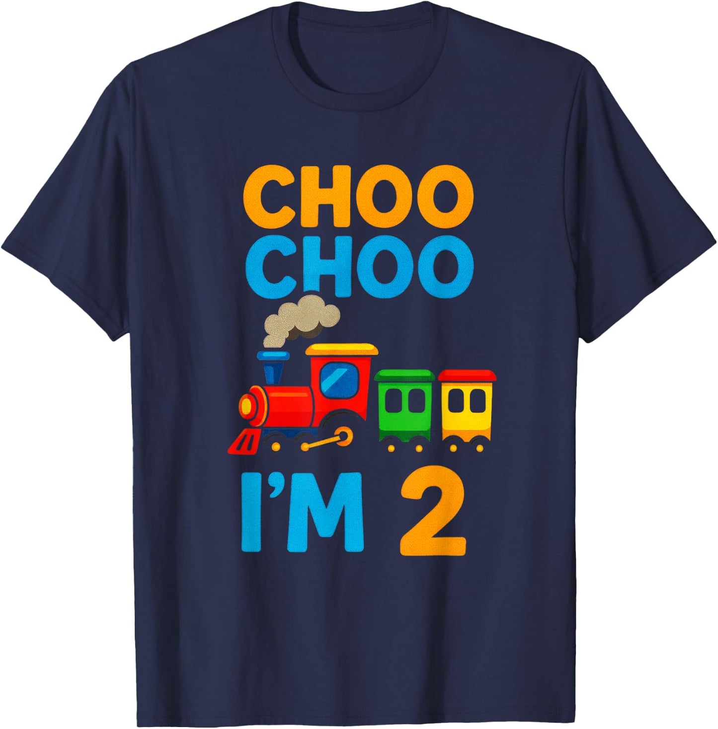Choo Choo I'm 2 - Train Birthday T-Shirt - T-Shirt | Navy