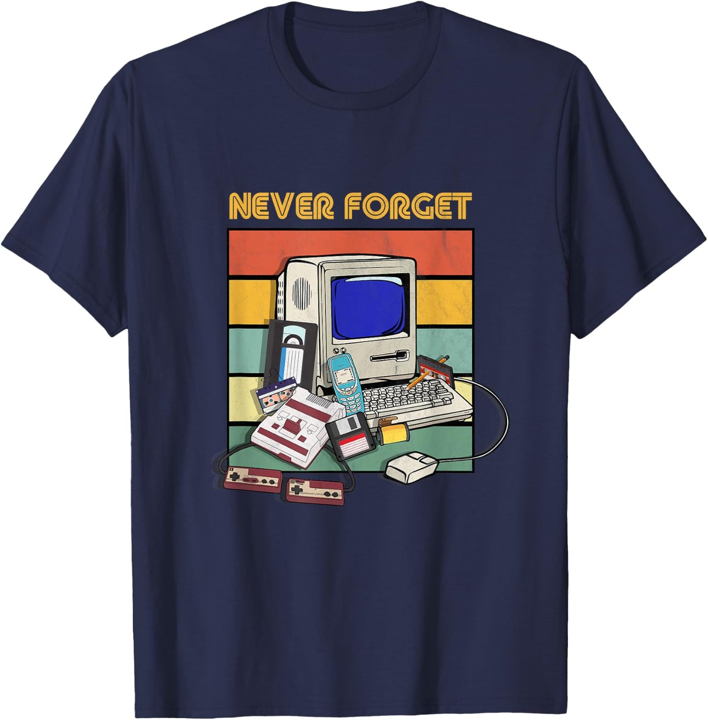 Never Forget Retro 1980s 90s Cassette Tape Music Lovers T-Shirt - T-Shirt | Navy