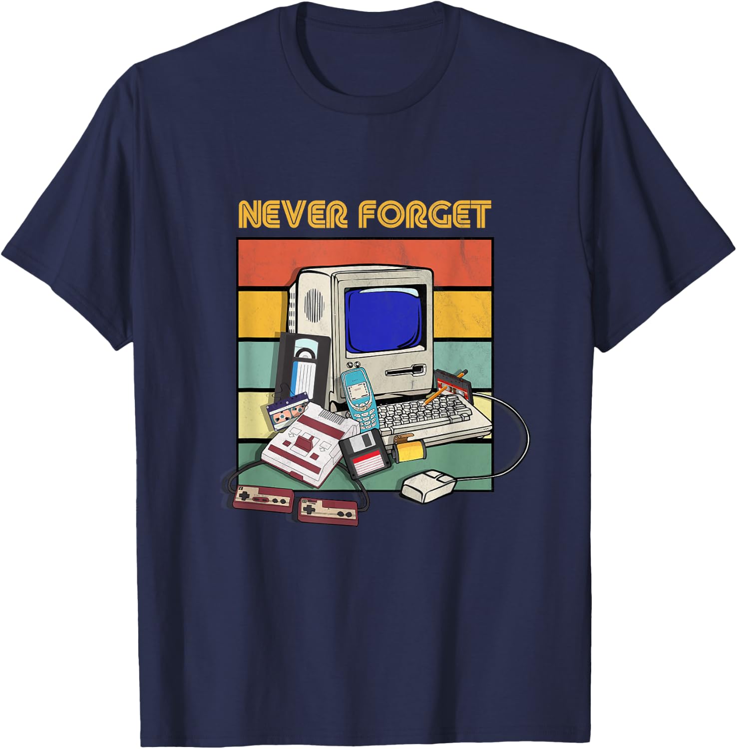 Never Forget Retro 1980s 90s Cassette Tape Music Lovers T-Shirt - T-Shirt | Navy