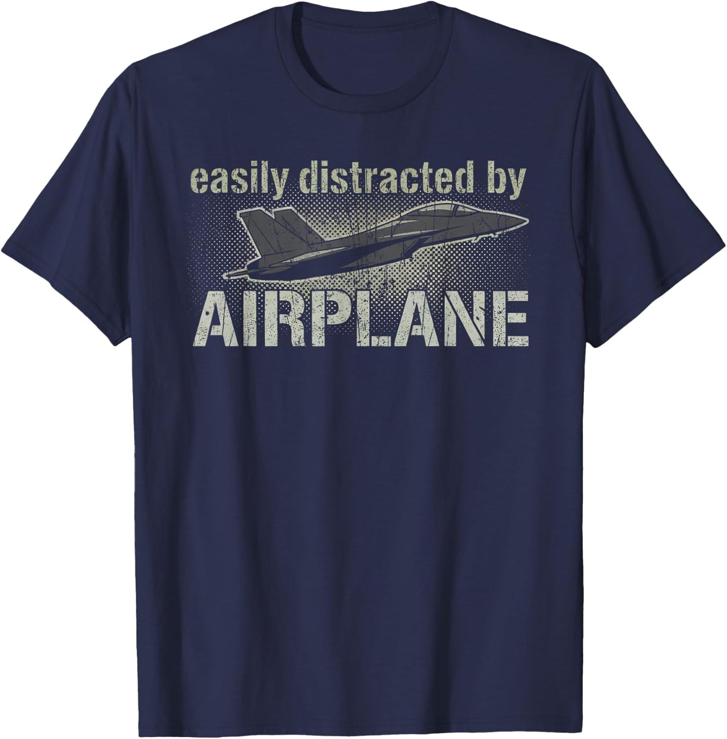 Easily Distracted by Airplanes T-Shirt - T-Shirt | Navy