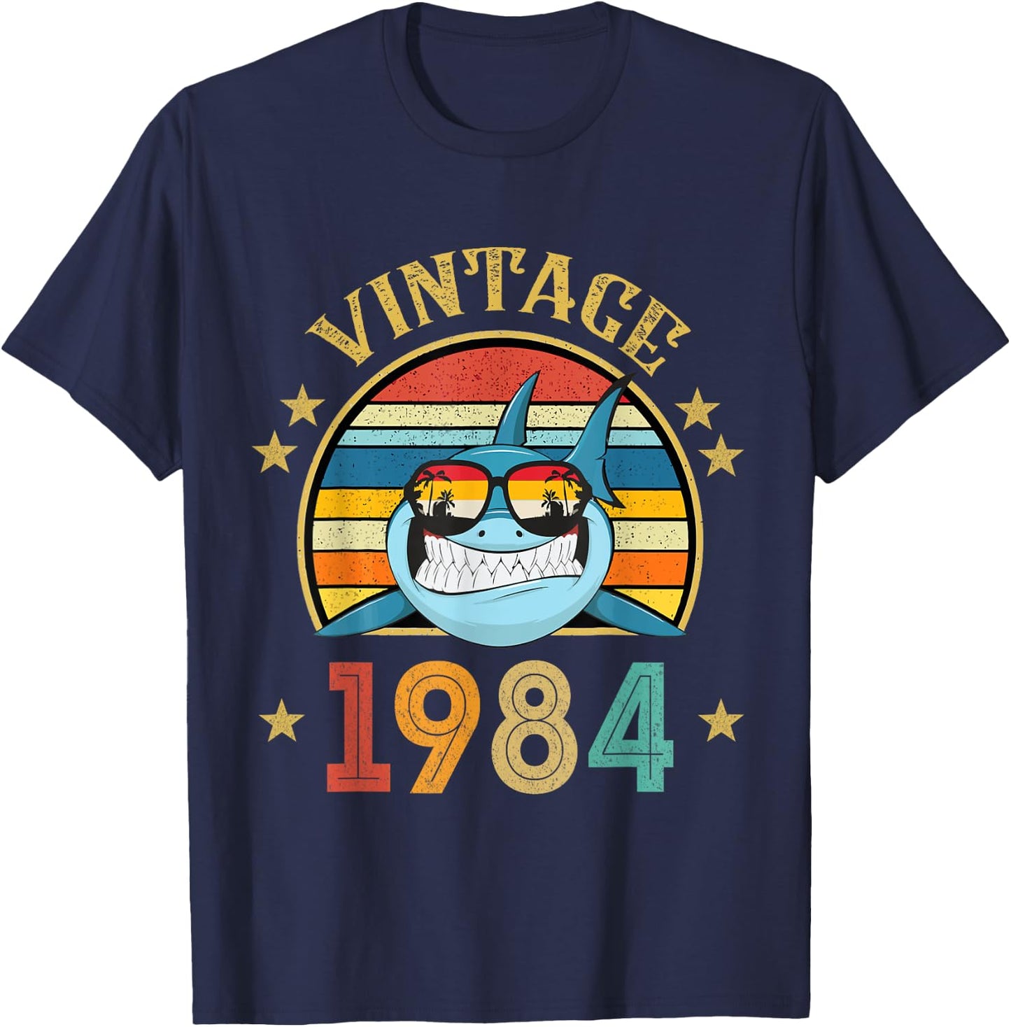Vintage Shark Gift 41 Years Old Retro Vintage 1984 T-Shirt - T-Shirt | Navy