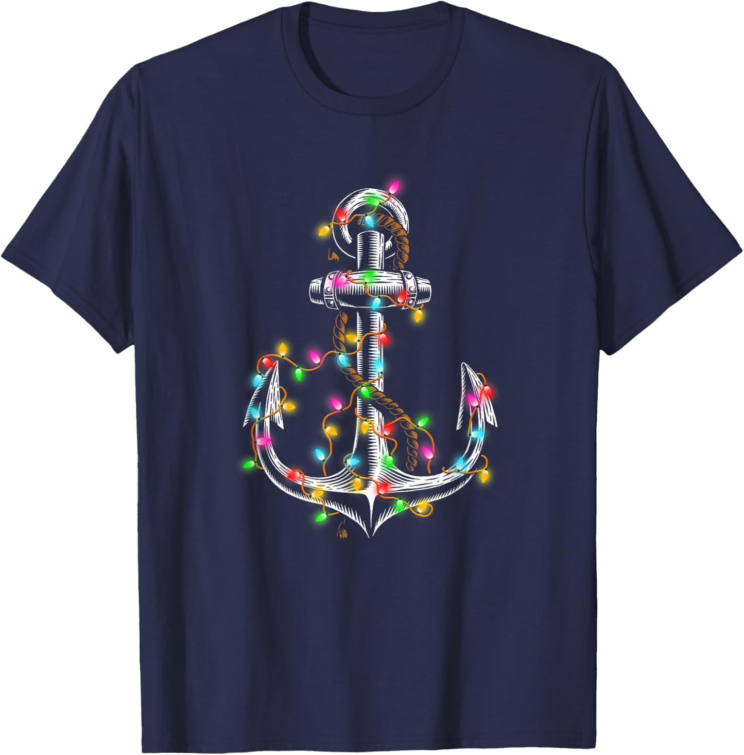 Christmas Lights Boating Sailing Cruise Boat Gifts T-Shirt - T-Shirt | Navy
