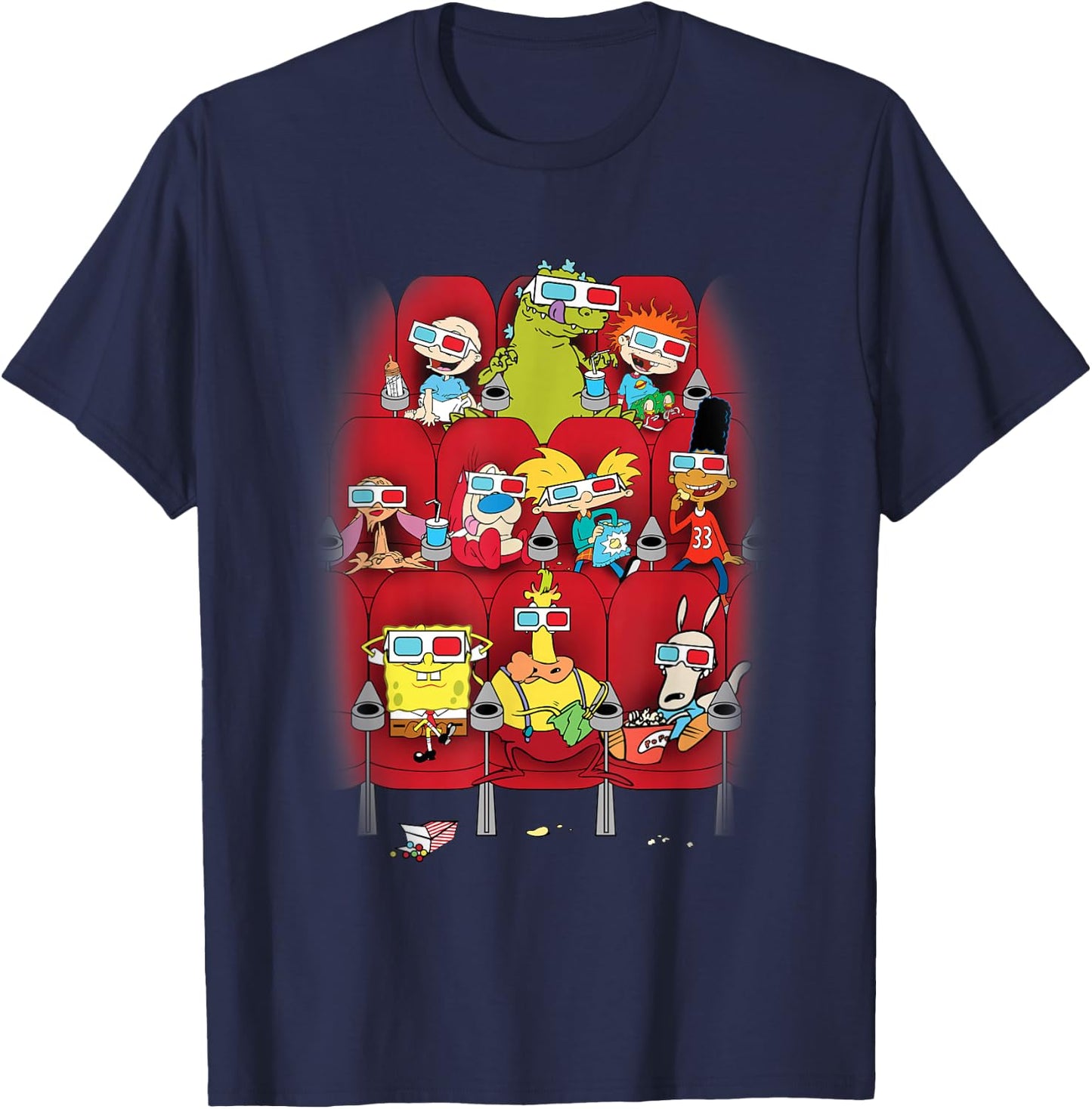 Nick Rewind 90's Nick Characters in Movie Theater T-Shirt - T-Shirt | Navy