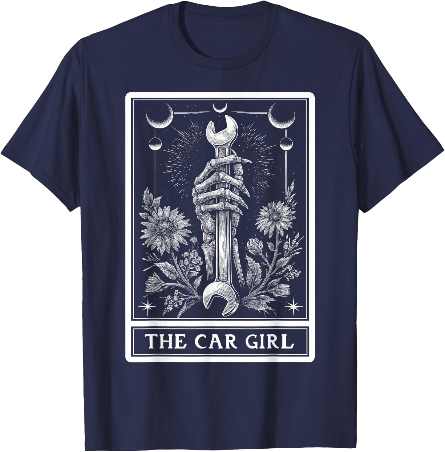 The Car Girl Car Mechanic Auto Tuning Tarot Card Skeleton T-Shirt - T-Shirt | Navy