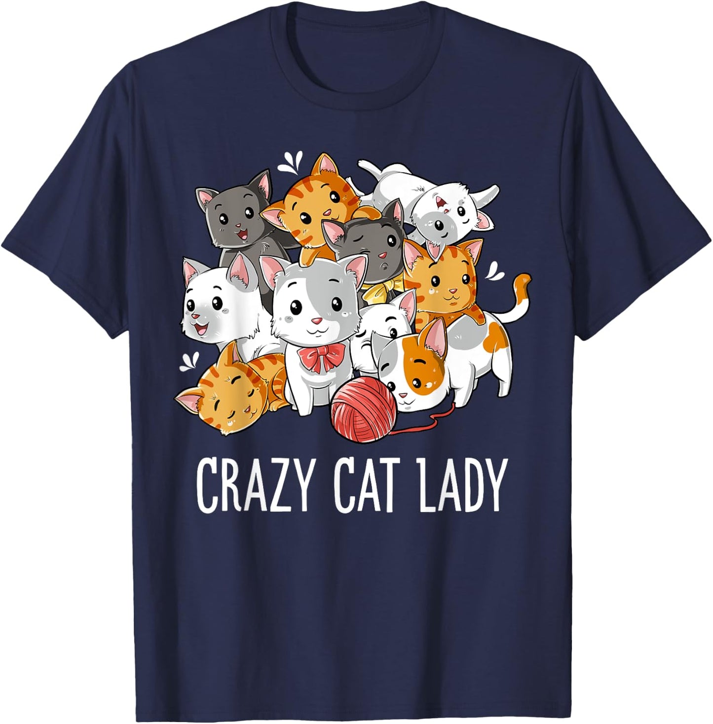 Crazy Cat Lady Funny Girls Women Kitty Kitten Animal Lover T-Shirt - T-Shirt | Navy
