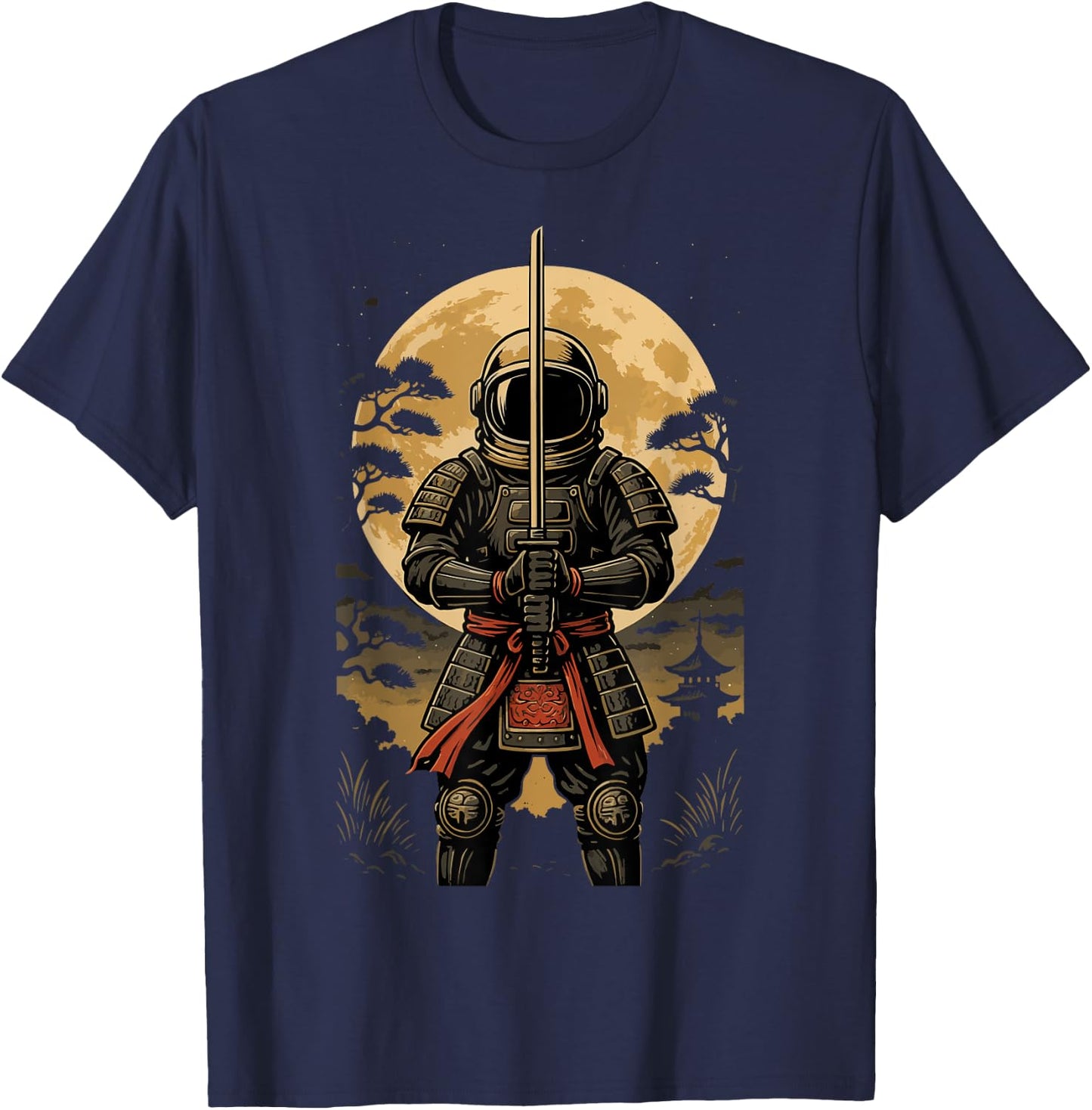 Astronaut Samurai Anime Japanese Sword T-Shirt - T-Shirt | Navy