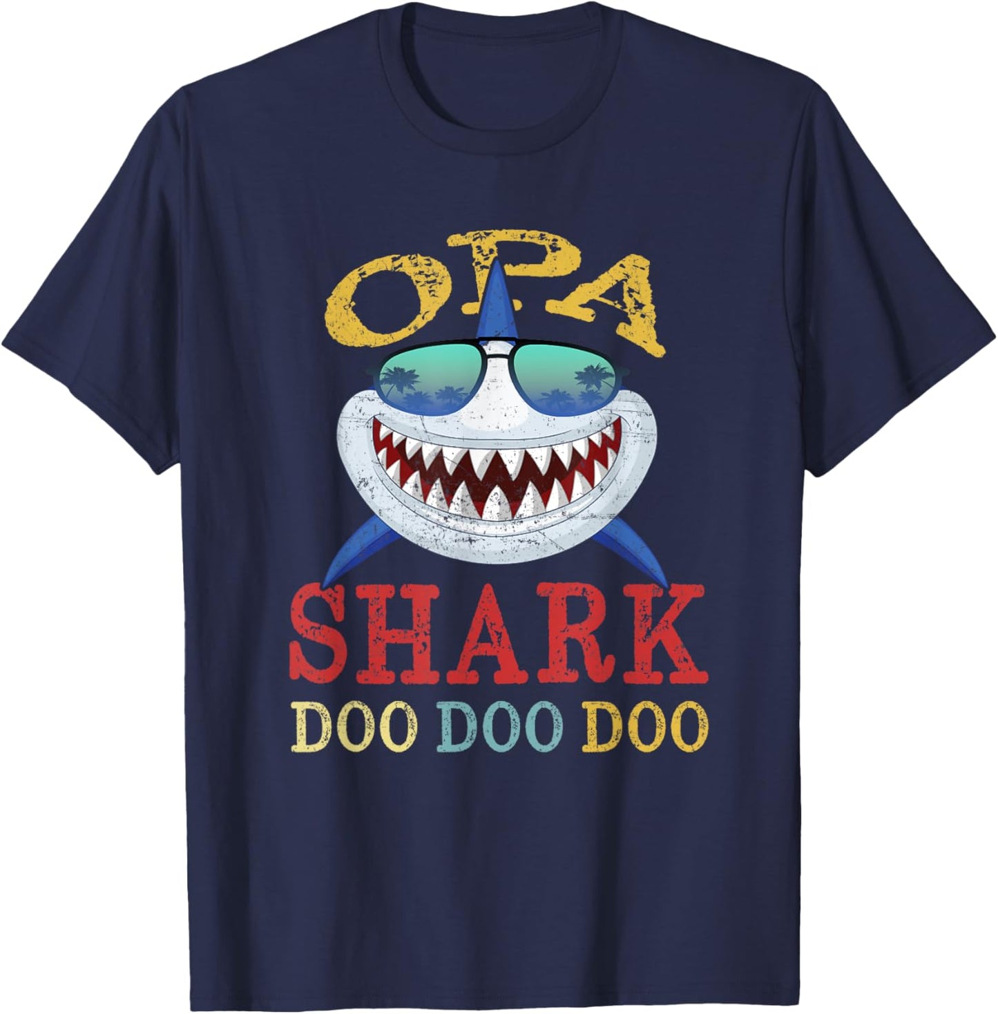 FAMILY 365 Opa Shark Father's Day Men Gift T-Shirt - T-Shirt | Navy