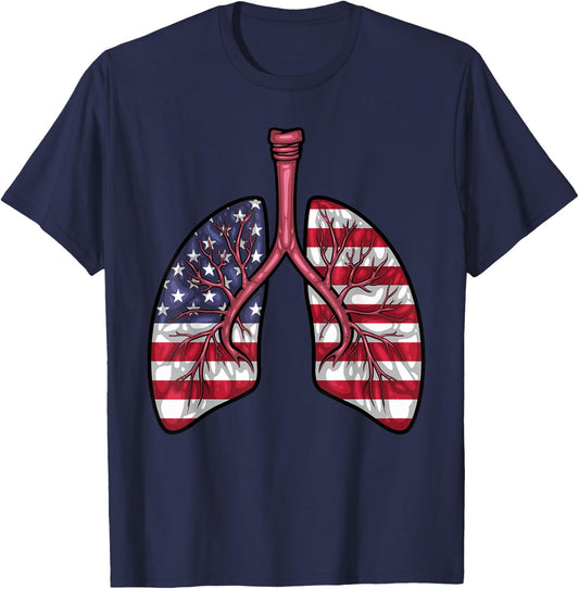Cool Respiratory Therapy Men Women US Flag Patriotic RT T-Shirt - T-Shirt | Navy