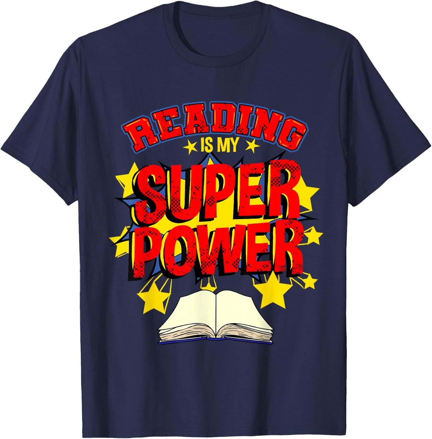 Reading Is My Superpower Comic Book T-Shirt - T-Shirt | Navy