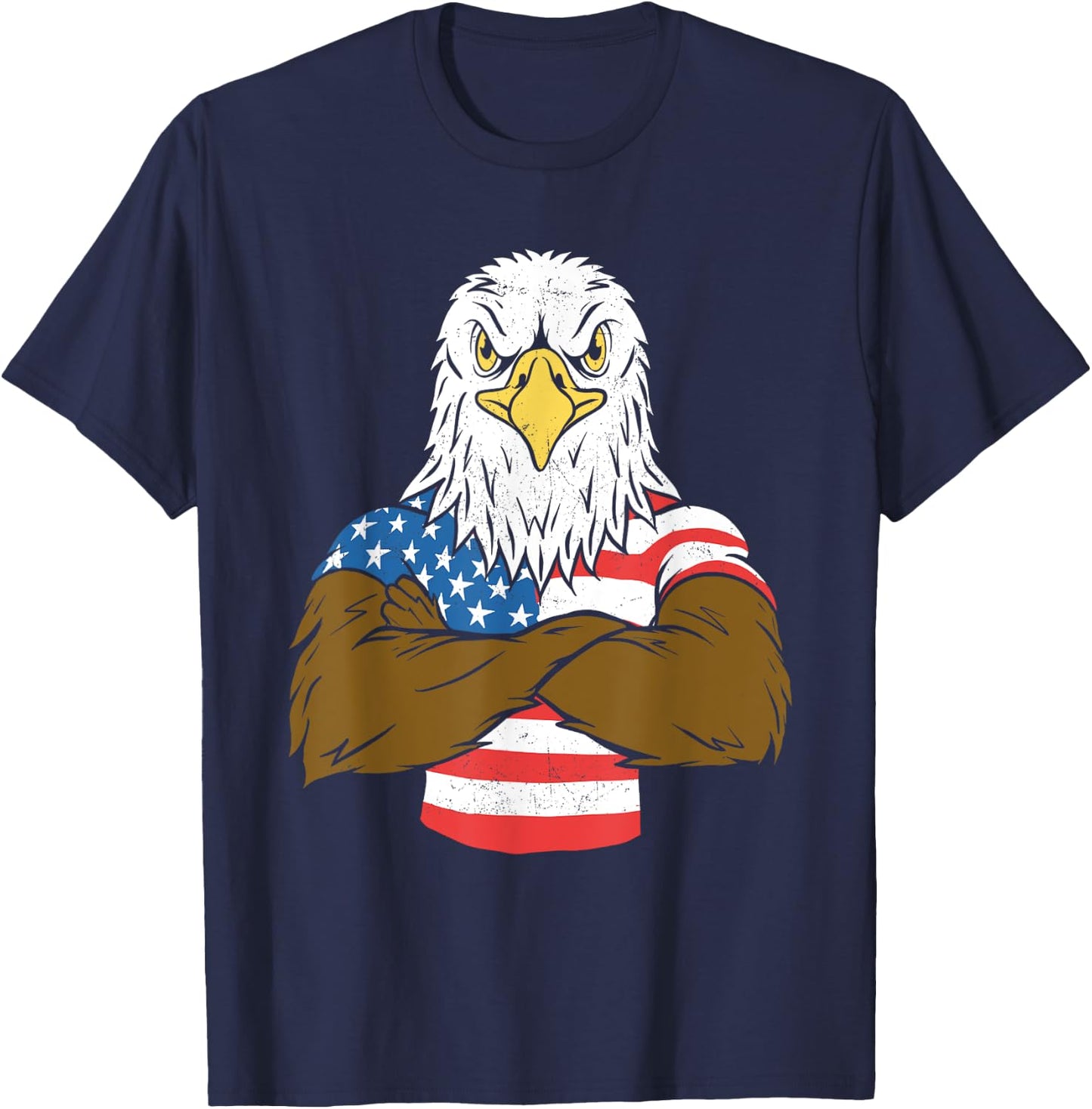 Patriotic Bald Eagle - USA American Flag 4th of July Fourth T-Shirt - T-Shirt | Navy