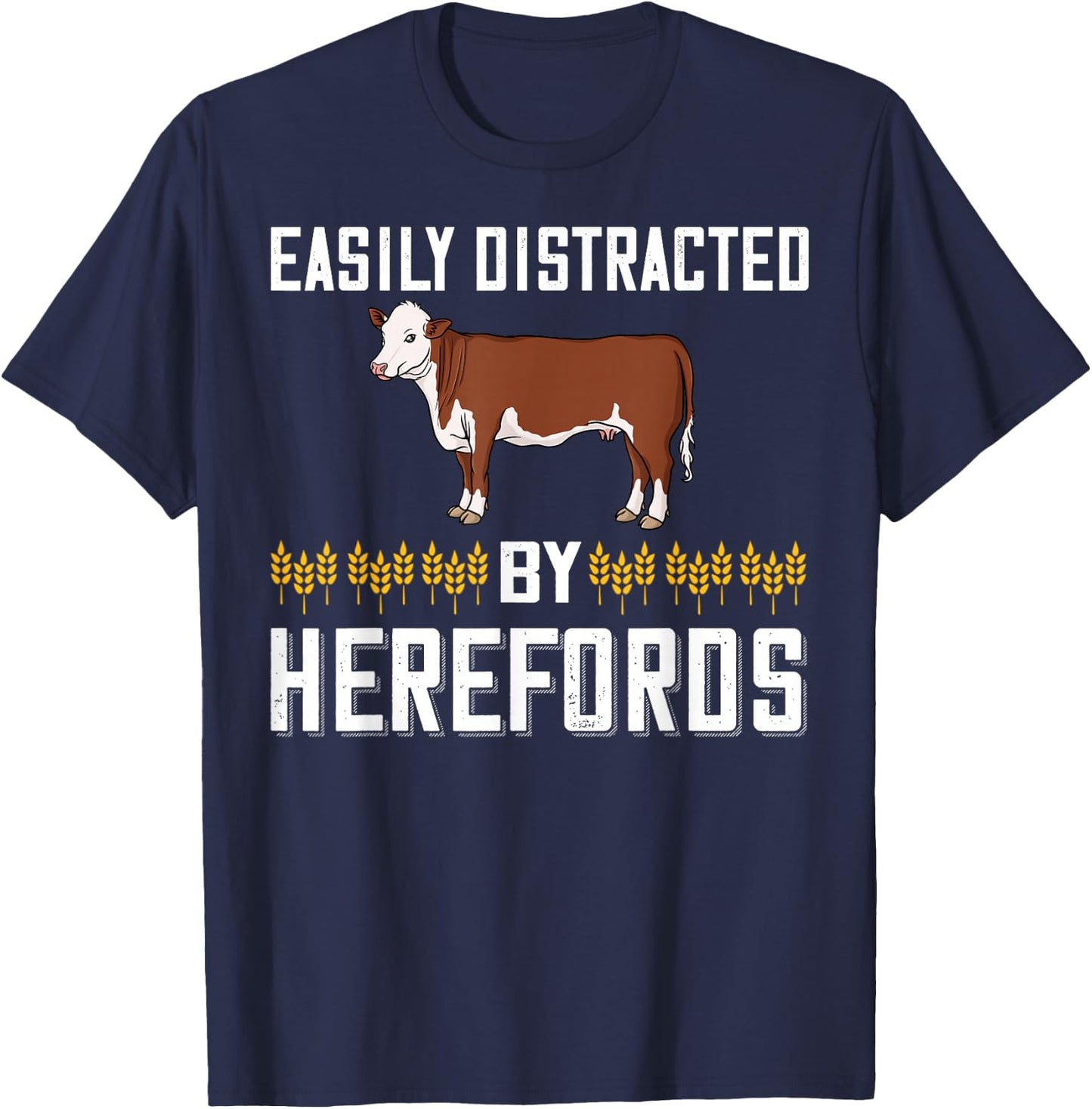 Hereford Cow Cattle Bull Beef Farm T-Shirt - T-Shirt | Navy