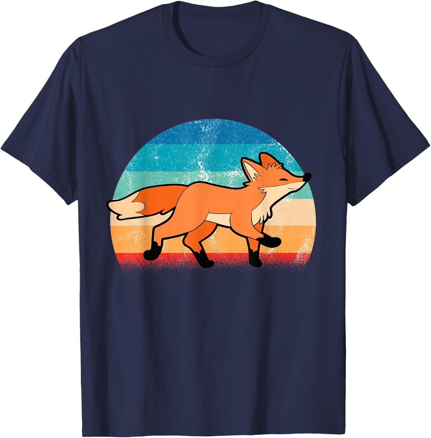 Fox Red Foxes Girls' Smart Vintage Wildlife T-Shirt - T-Shirt | Navy