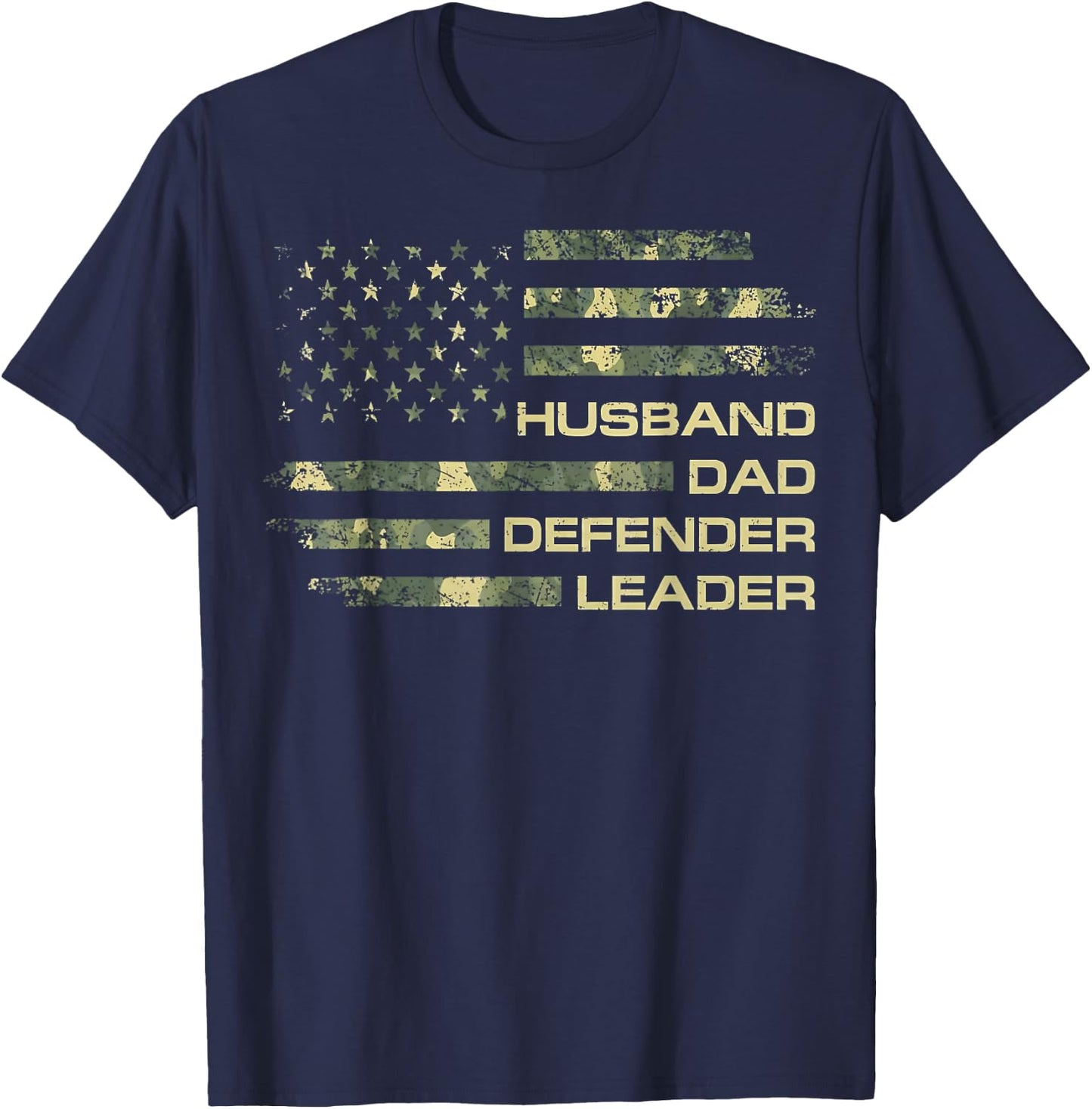 Husband Dad Defender Leader Great Fathers Day Daddy T-Shirt - T-Shirt | Navy