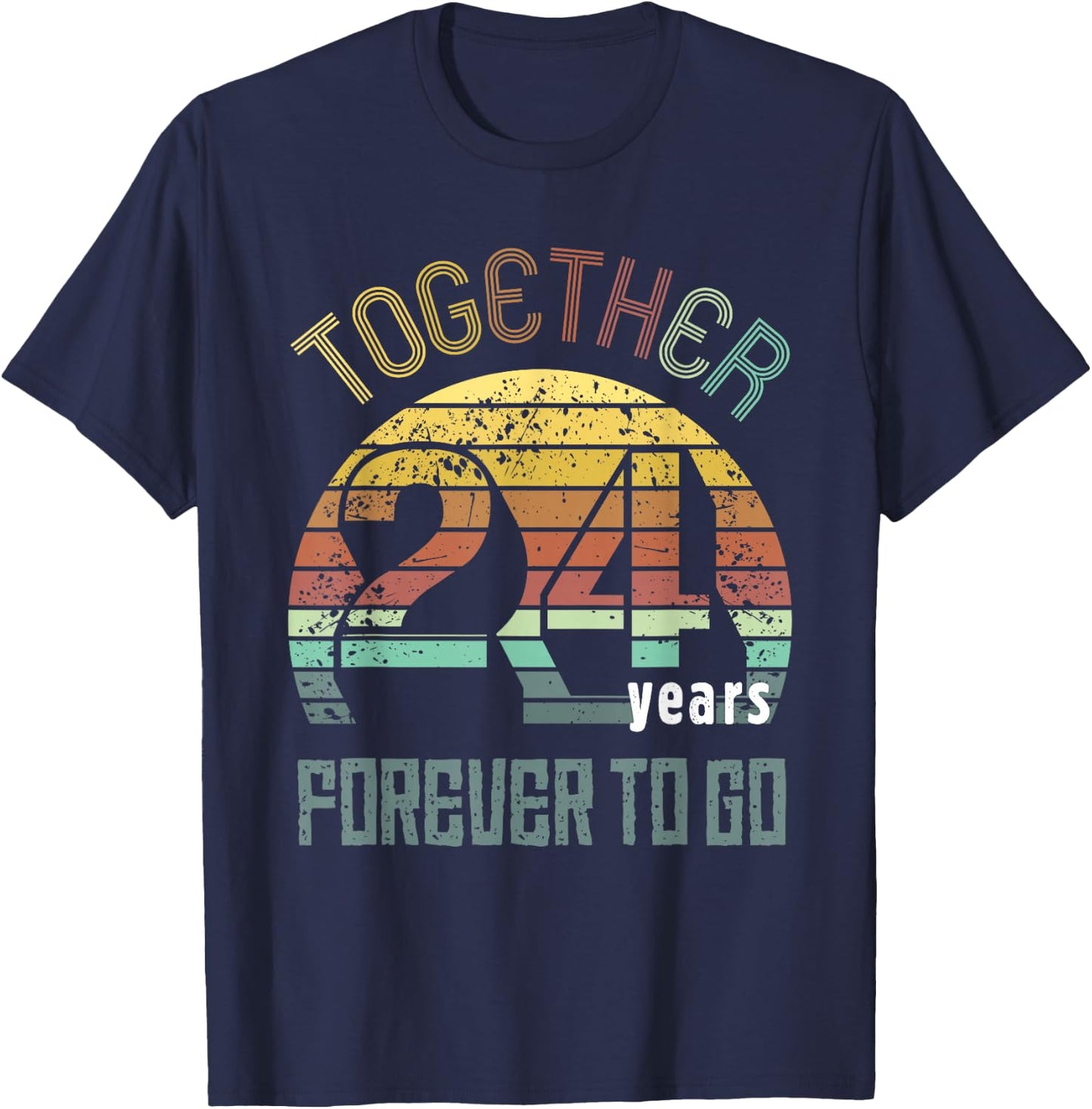 24 Wedding Anniversary for Couple Best 24th Year of Marriage T-Shirt - T-Shirt | Navy