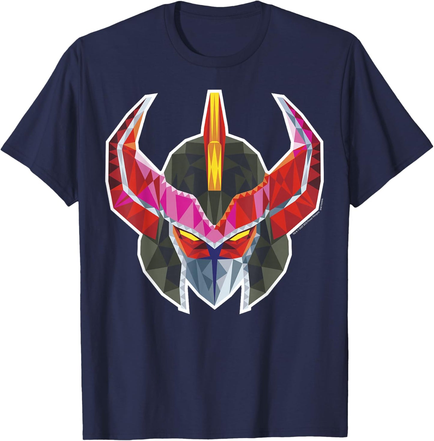 Power Rangers Megazord Retro Polygon Style Helmet T-Shirt - T-Shirt | Navy