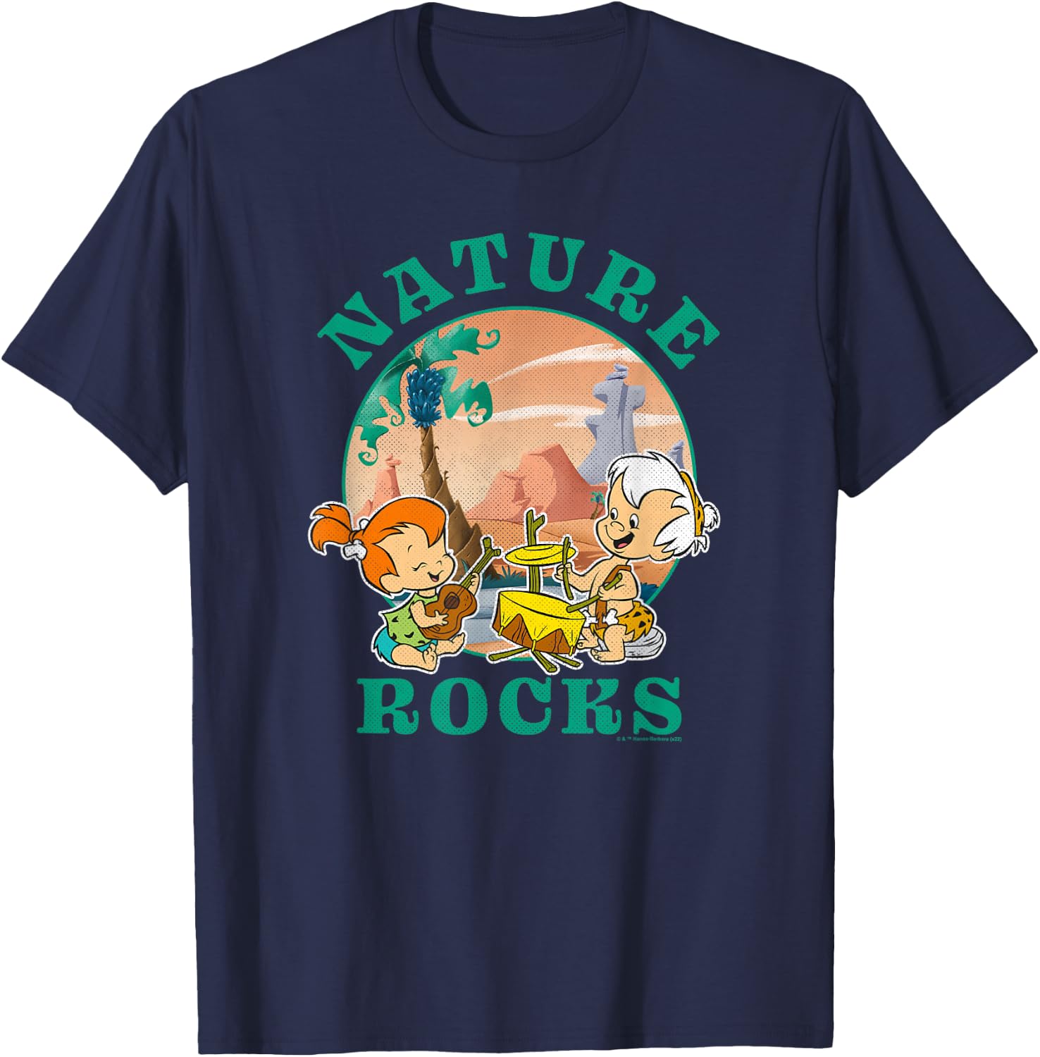 The Flintstones Pebbles & Bamm Bamm Nature Rocks T-Shirt - T-Shirt | Navy