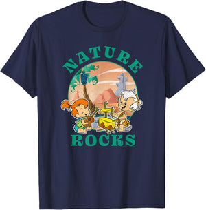 The Flintstones Pebbles & Bamm Bamm Nature Rocks T-Shirt - T-Shirt | Navy