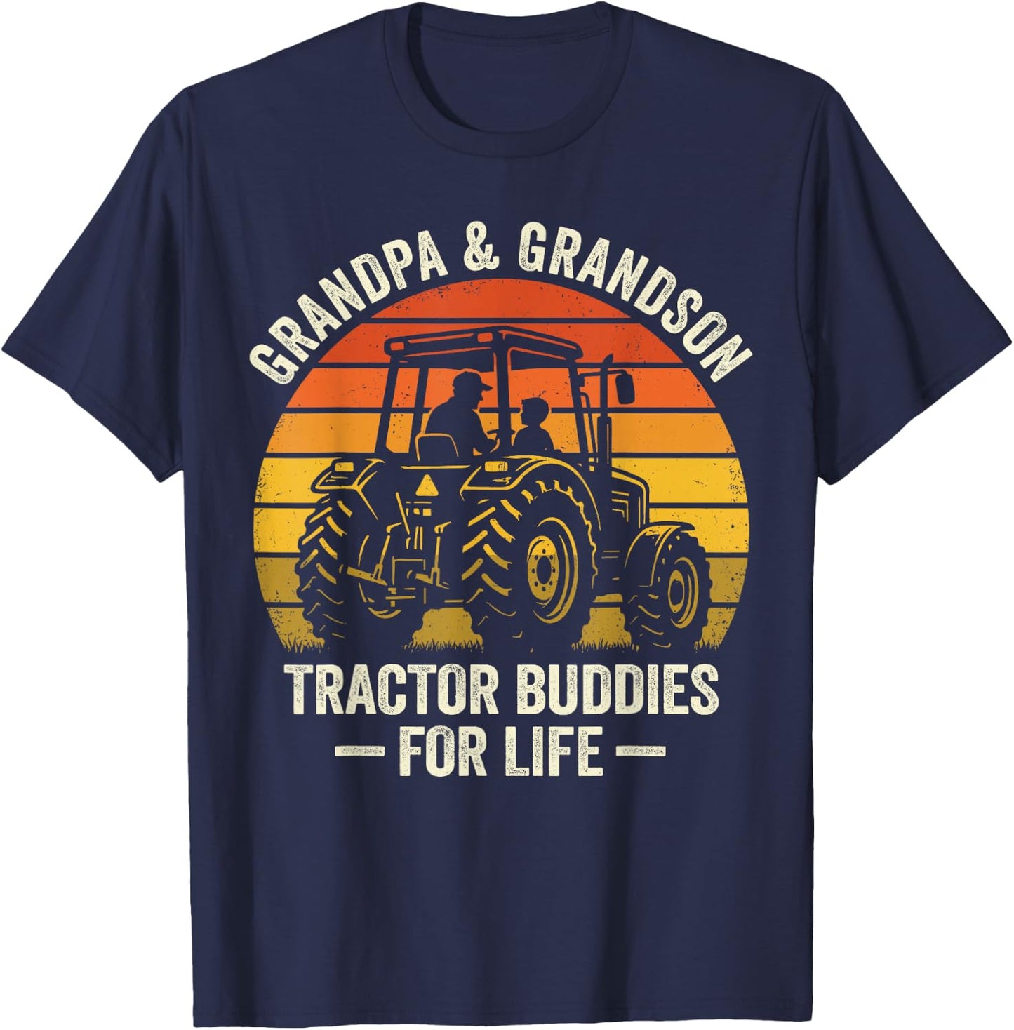 Grandpa and Grandson Tractor Buddies for Life T-Shirt - T-Shirt | Navy