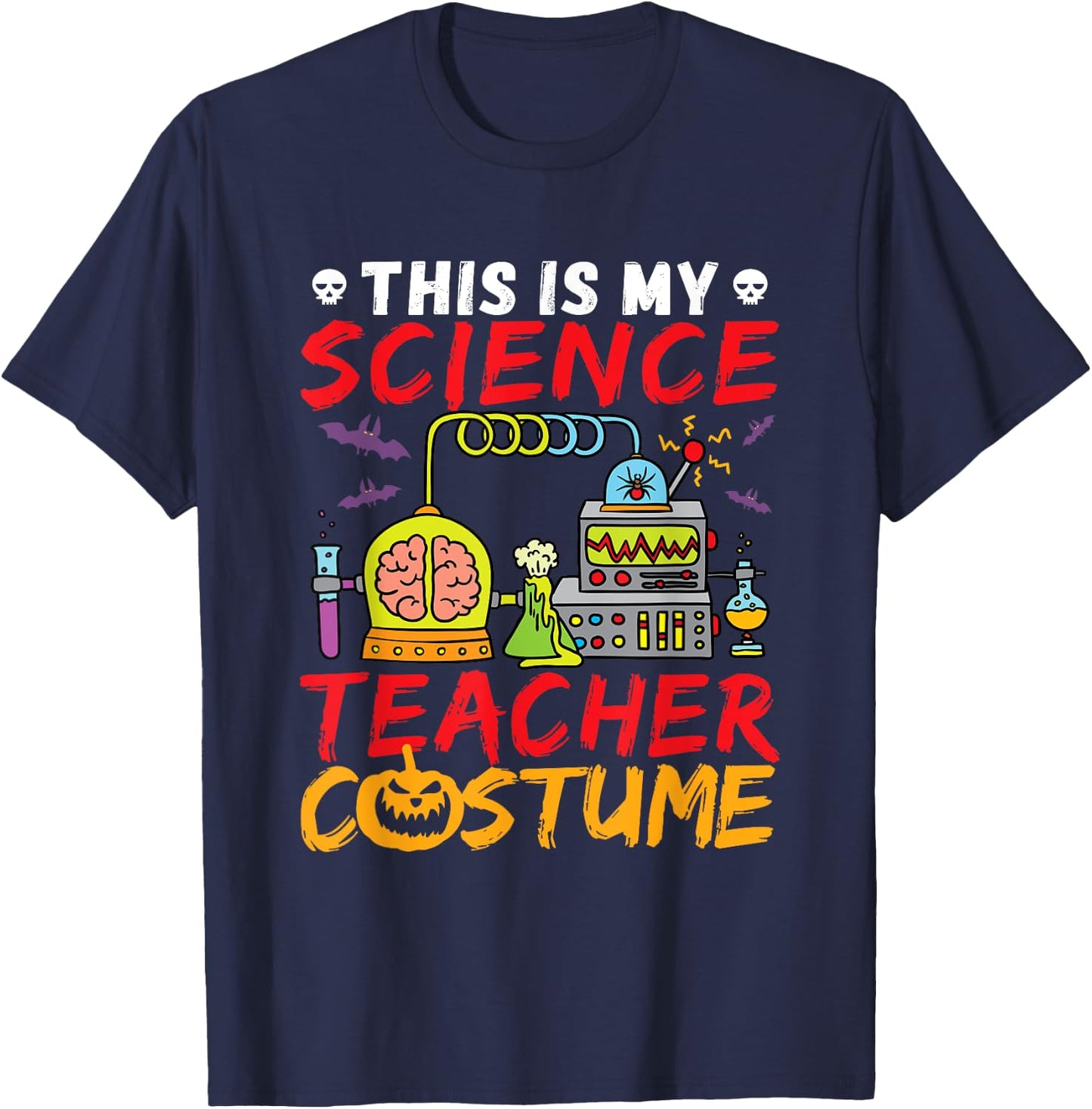 Science Teacher Costume Halloween Mad Scientist T-Shirt - T-Shirt | Navy