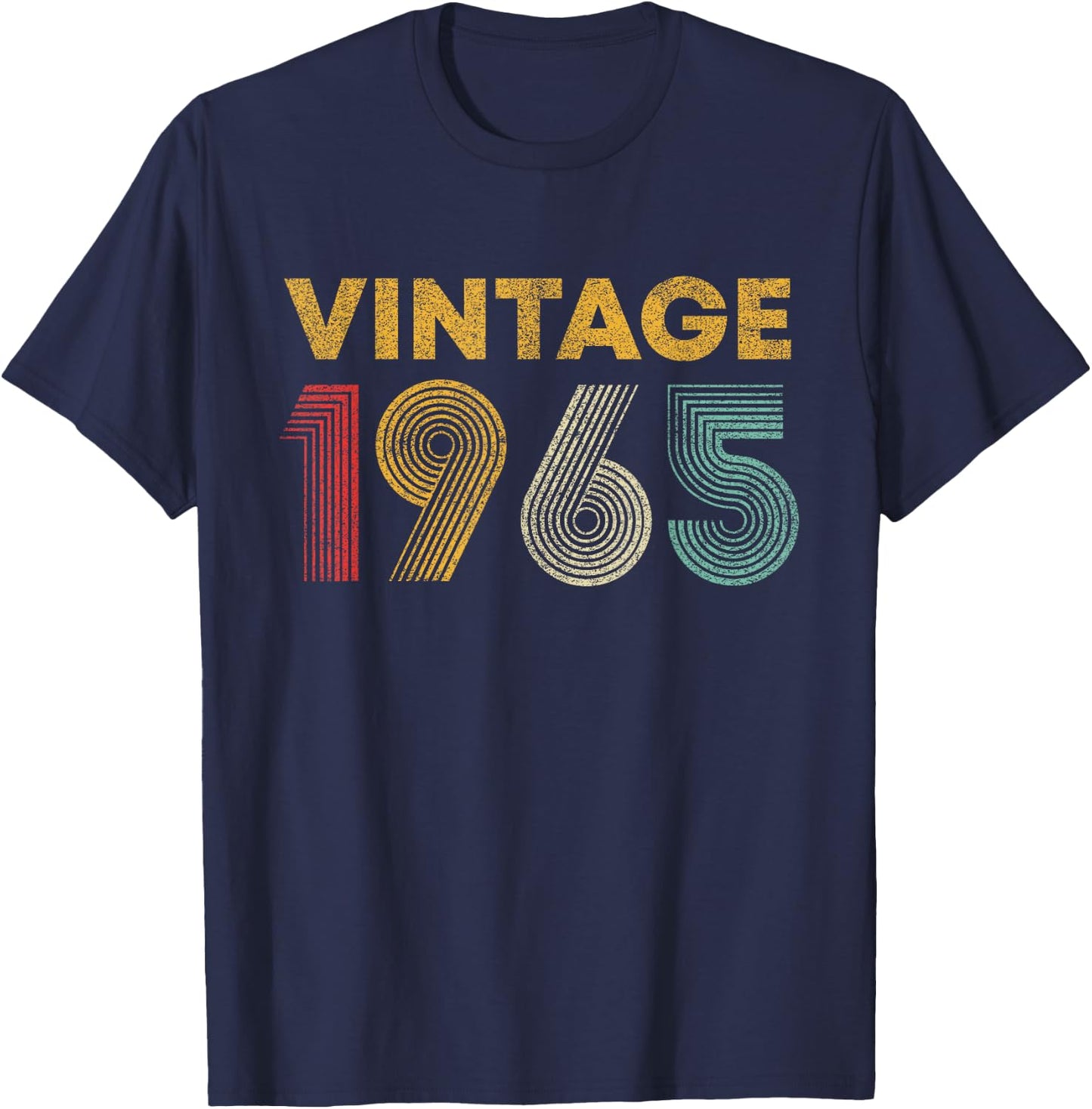 Vintage 1965 60th Birthday Gift Men Women 60 Years Old T-Shirt - T-Shirt | Navy