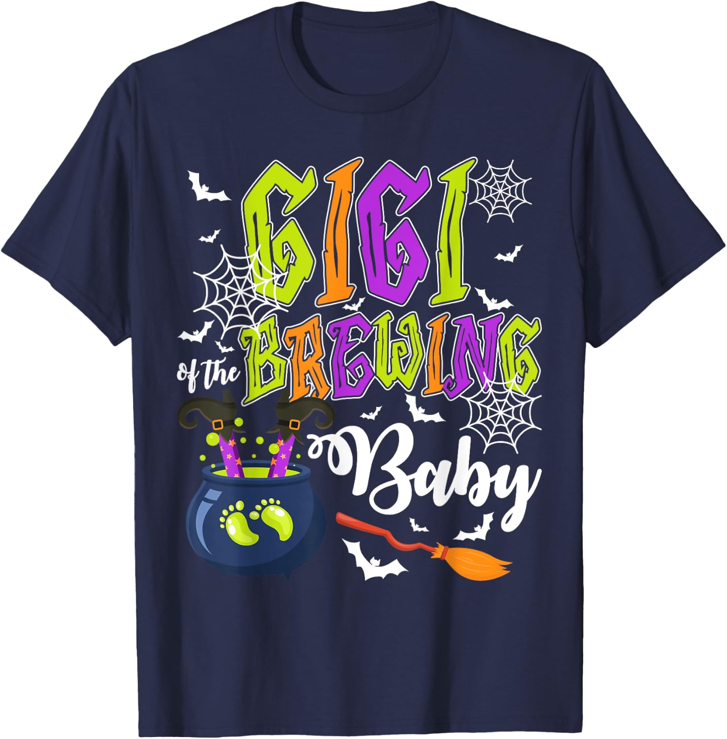 Gigi of Brewing Baby Matching Family Halloween Baby Shower T-Shirt - T-Shirt | Navy