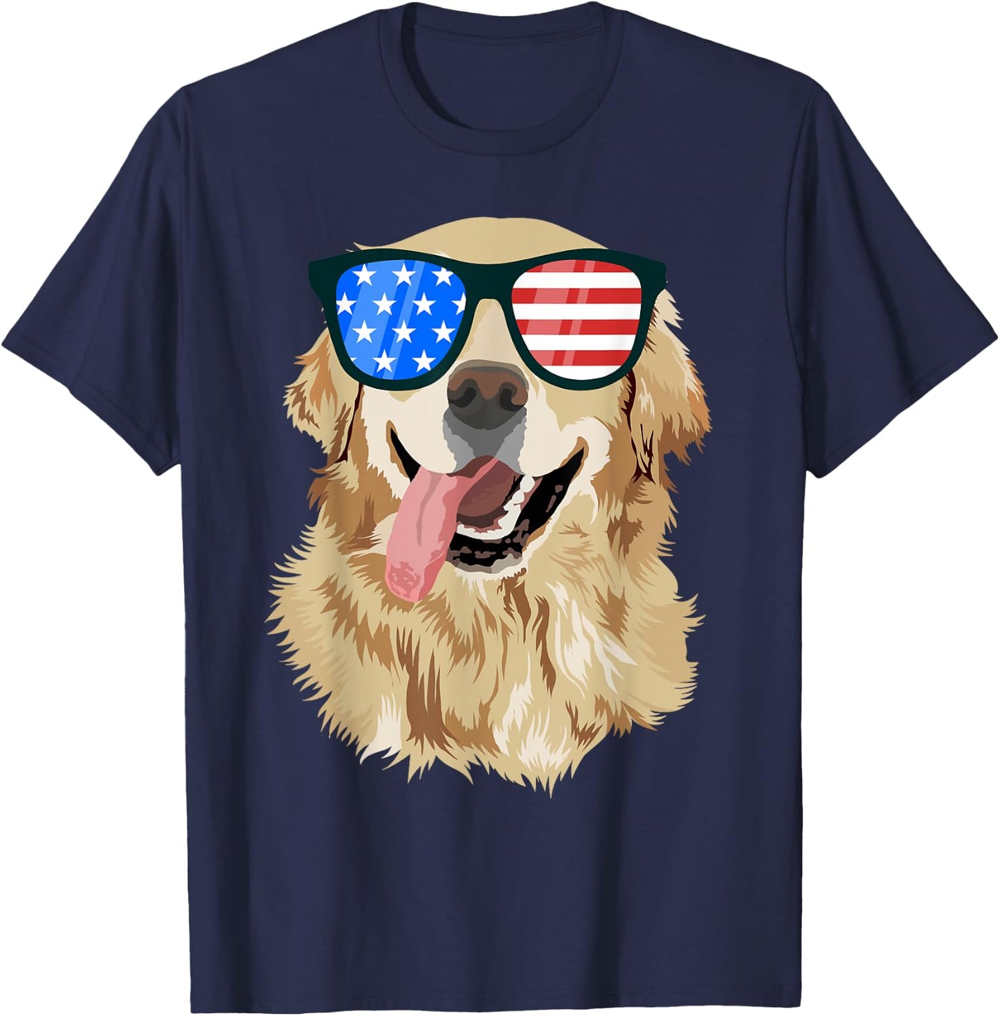 Golden Retriever USA American Flag Dog Lover Puppy Owner Women Kids Men T-Shirt - T-Shirt | Navy
