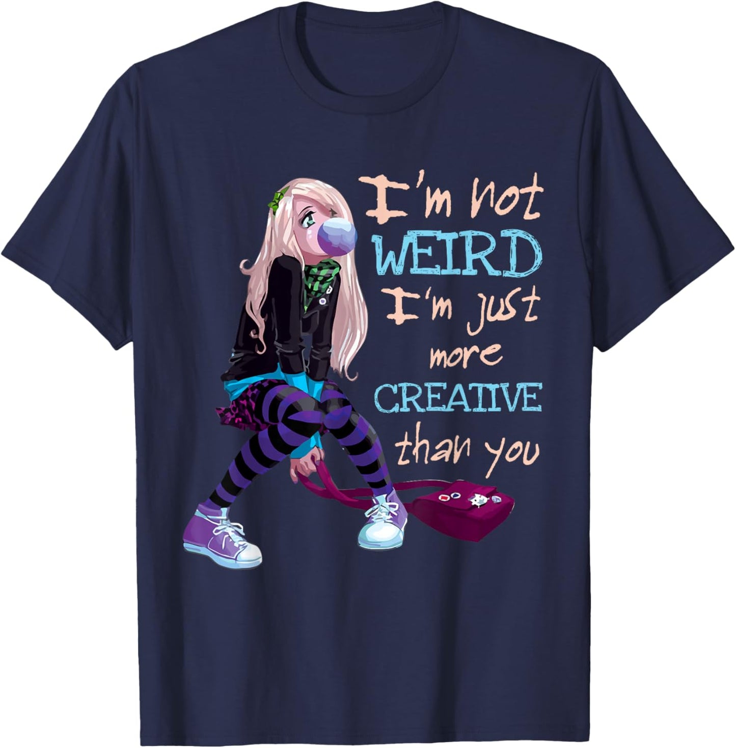 Kawaii Anime Girl Kawaii Clothes Anime Clothing Not Weird Small T-Shirt - T-Shirt | Navy