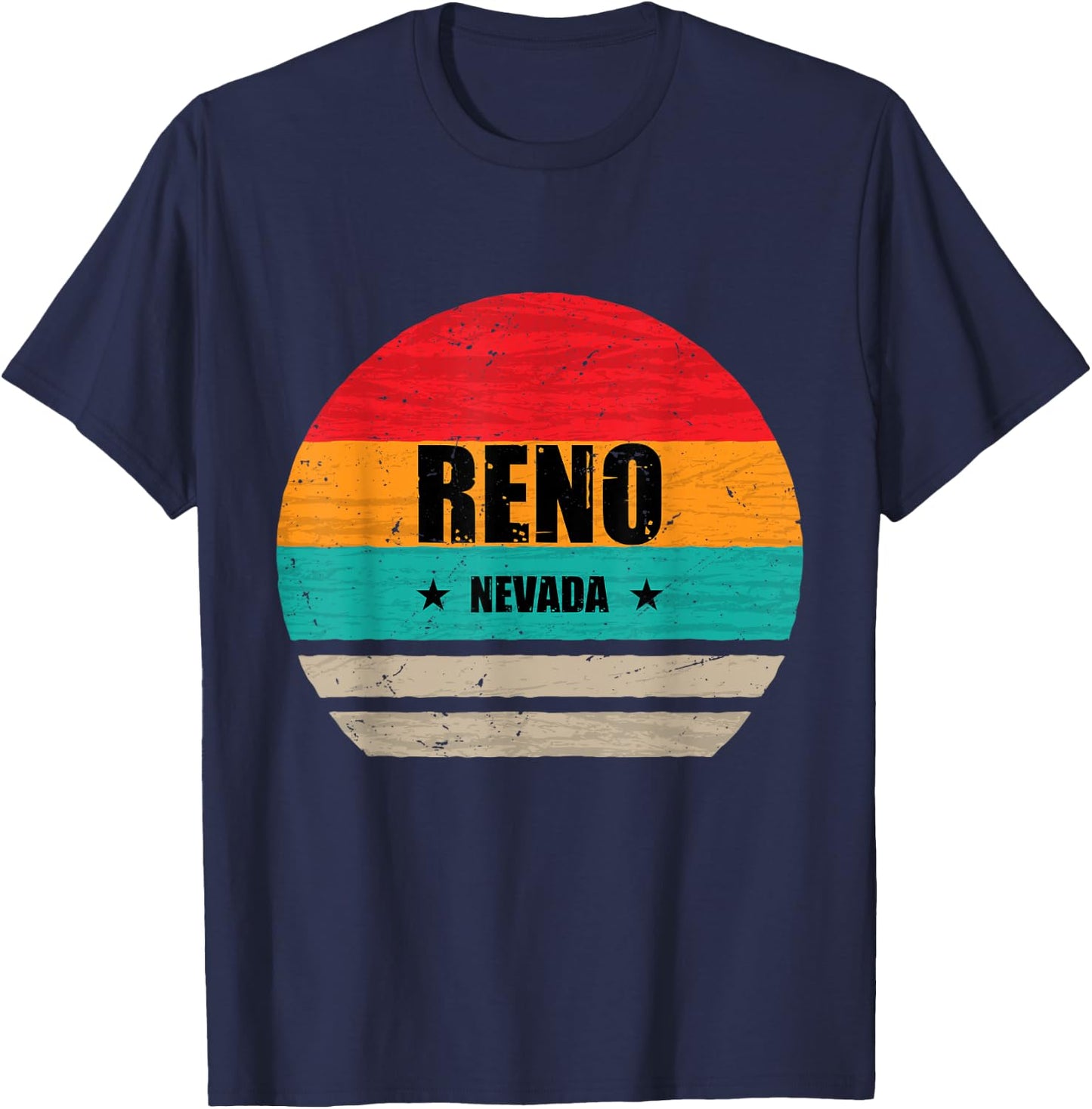 Reno Nevada Retro Vintage Sunset US State Reno T-Shirt - T-Shirt | Navy