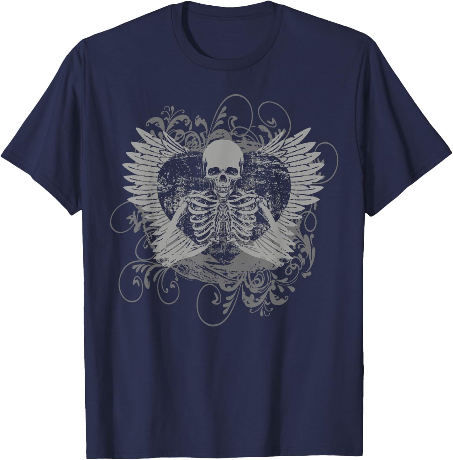 Skeleton Fairy Grunge Y2K Aesthetic Butterfly Gothic T-Shirt - T-Shirt | Navy