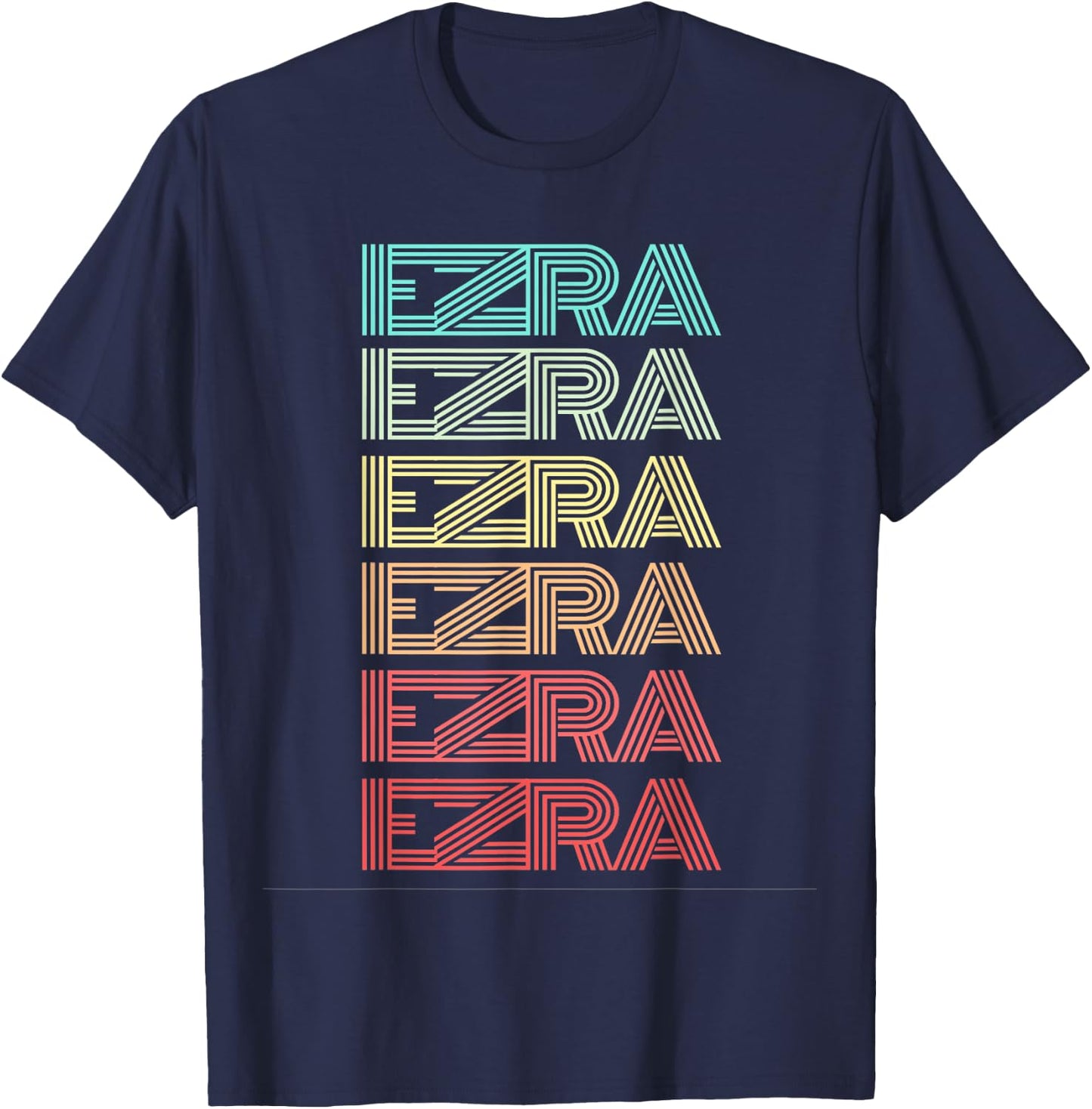 First Name EZRA Boy Retro Personalized Birthday Father Son T-Shirt - T-Shirt | Navy