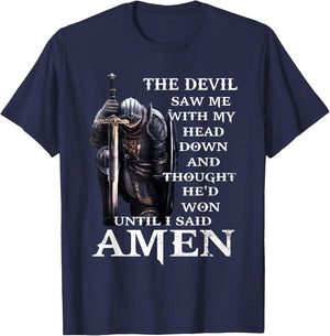 Christian Jesus The Devil Saw Me With My Head Down T-Shirt - T-Shirt | Navy