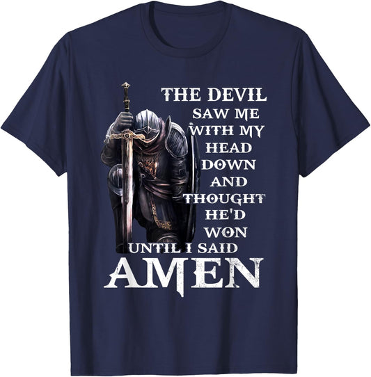 Christian Jesus The Devil Saw Me With My Head Down T-Shirt - T-Shirt | Navy