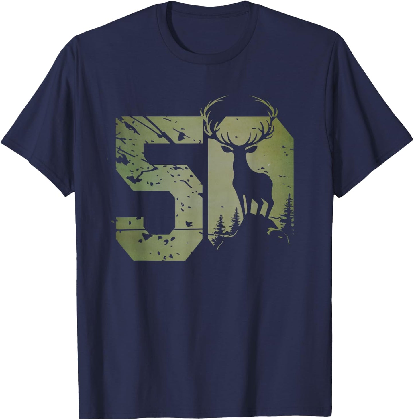 Stag Figurine for Hunter 50s Birthday or Anniversary T-Shirt - T-Shirt | Navy