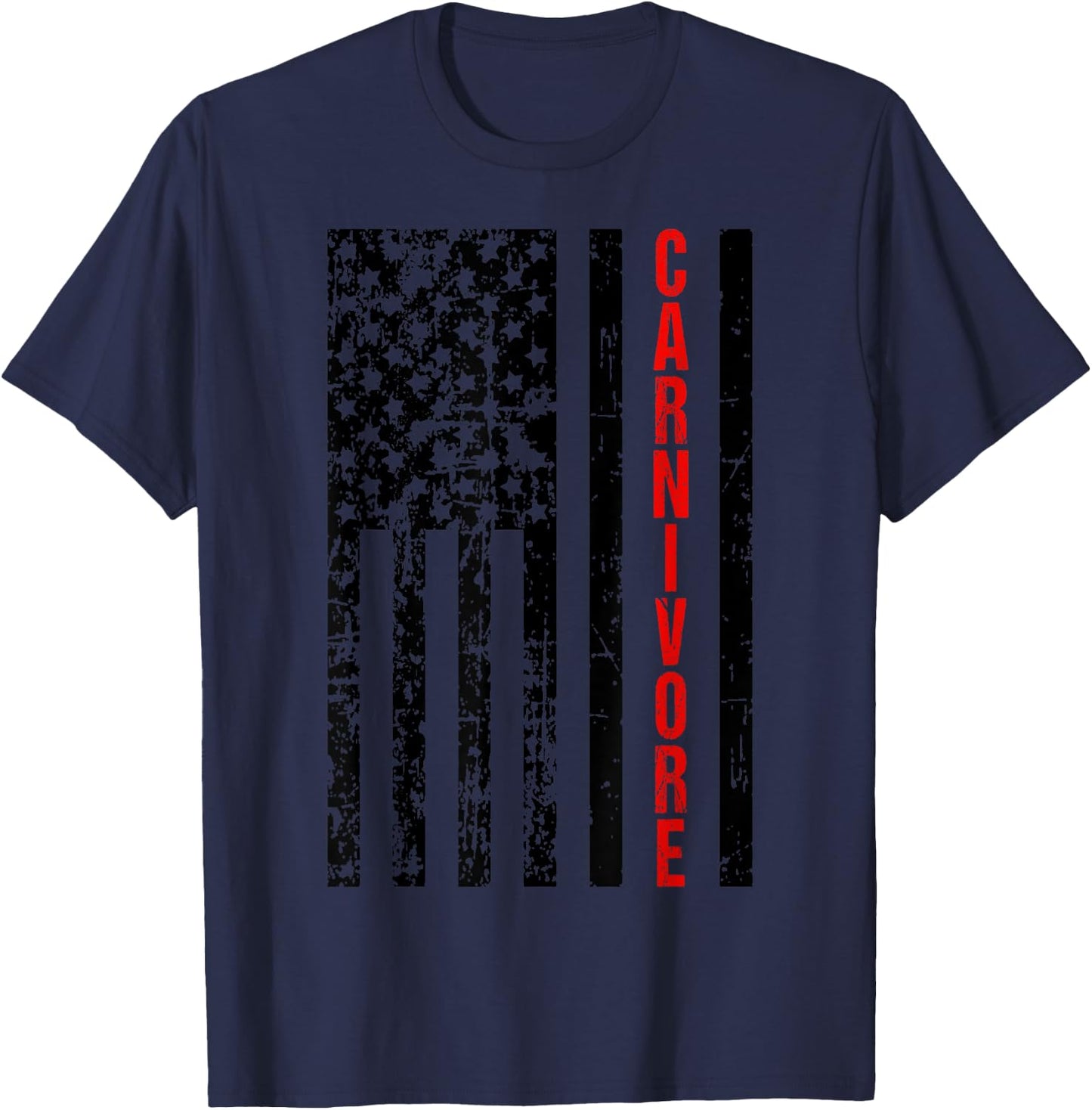 American Flag Carnivore Diet Meat Eater T-Shirt - T-Shirt | Navy