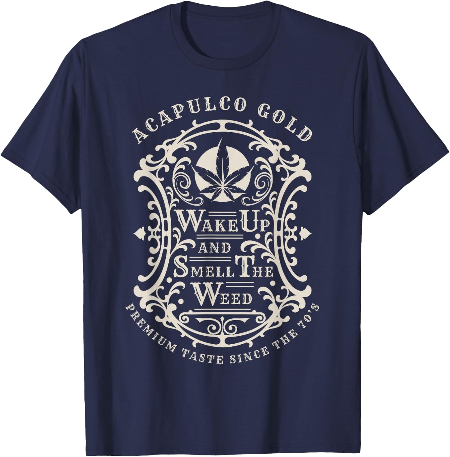 Wake & Bake Weed Strain Acapulco Gold T-Shirt - T-Shirt | Navy
