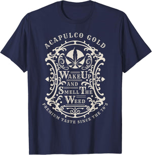 Wake & Bake Weed Strain Acapulco Gold T-Shirt - T-Shirt | Navy